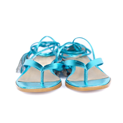 Julia Flat Sandal Metalic Blue