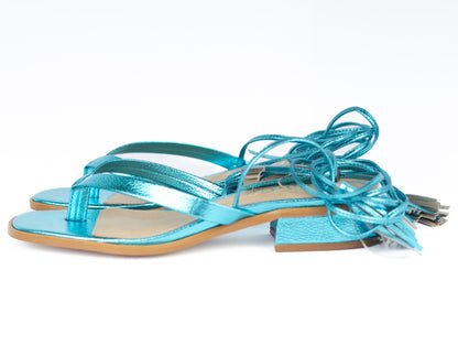 Julia Flat Sandal Metalic Blue