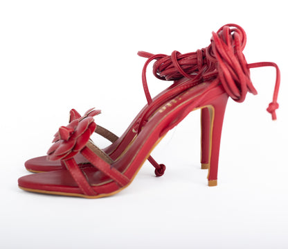 Rose Heel Sandal Flower Red