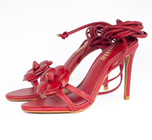 Rose Heel Sandal Flower Red